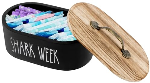 Gatphy Tampon Aufbewahrung Holz 22x13x9CM Abdeckung mit Griff Oval Retro-Eleganz Staubdicht Badezimmer Schlafzimmer Aufbewahrung Tampons Wattestäbchen Wattebällchen Waschperlen (Schwarz)
