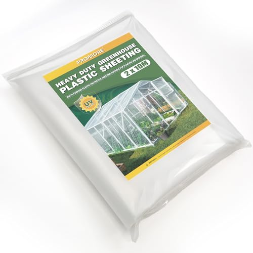 PROMORE 2 x 10 M Bâche pour Serre en Polyéthylène Plastique Transparent Anti-UV 0,15mm Extra épaisse Couverture De Polytunnel Membrane Horticole,agriculture Bâtiments Plante de Jardin (150Mu/600G)