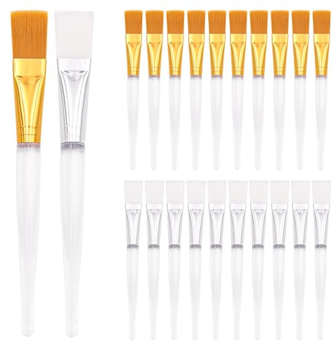 20 Pieces Facial Mask Brushes Facial Applicator Soft Makeup Mask Acid Brush Esthetician Cosmetic Brush for Mud Cream, Makeup Peel (White and Yellow)