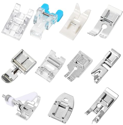 ACKKOR 11 Pcs Presser Feet, Sewing Machine Presser Foot Set Walking Foot for Sewing Machine & Zipper Practical Accessories for Low Shank Household Machines