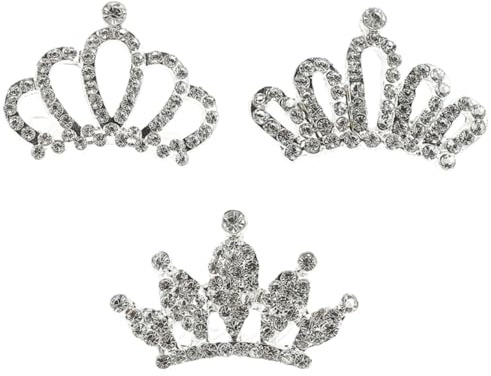 NOLITOY Lot de 3 Diadèmes à Strass pour Petites Filles, Peignes Latéraux Décoratifs, Accessoires Coiffure Garçon et Filles, Fête Anniversaire, Mariage et Séance Photo, Design Confortable