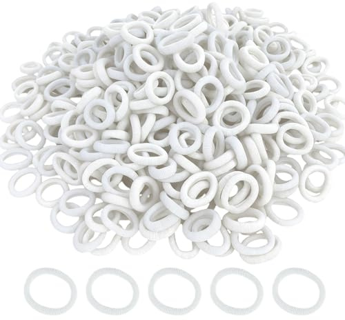 KEJOL 300 pcs Élastiques à Cheveux pour Bébés, Bandes Blanches 20 mm pour Queues de Cheval, Filles et Tout-petits