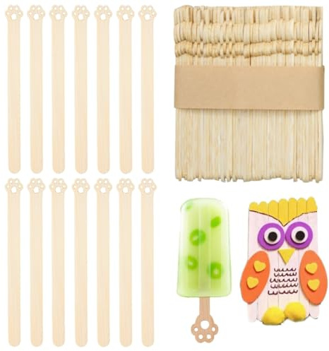 LYITZW 50 Unidades Palito de Helado, Palitos de Madera para Manualidades, Mini Garra de Gato de 9CM, para Hacer Brochetas de Fruta, Paletas de Helado Caseras