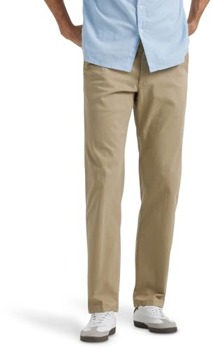 Lee Men's Extreme Motion Flat Front Regular Straight Pant Original Khaki 33W x 29L
