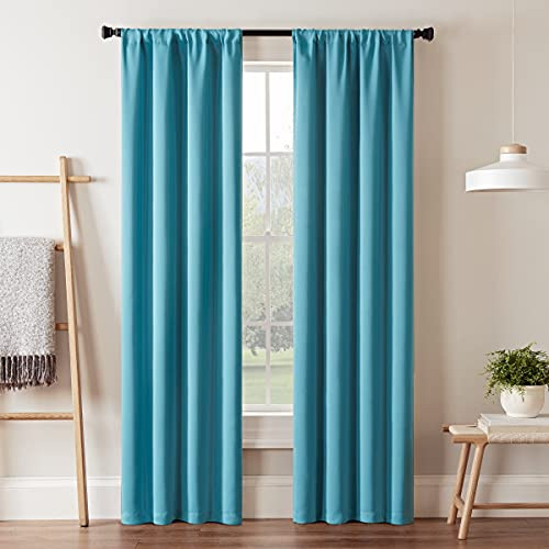 Eclipse Blackout Curtains for Bedroom-Darrell 37 x 95 Insulated Darkening Single Panel Rod Pocket Window Treatment Living Room, Sky