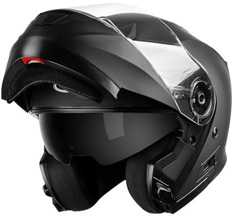 YEMA Modular Motorcycle Helmets, DOT Approved Full Face Motorcycle Helmet with with Flip Up Dual Visor for Men & Women - Street Scooter ATV E-Bike - YM-926 Black