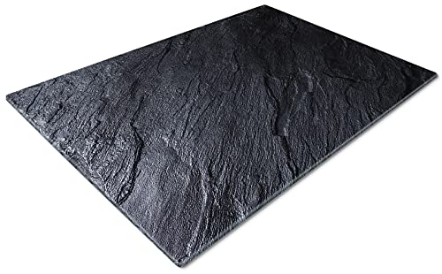 Glass Chopping Boards for Kitchens | Non Slip, Small, Black Grey Slate Effect Worktop Savers