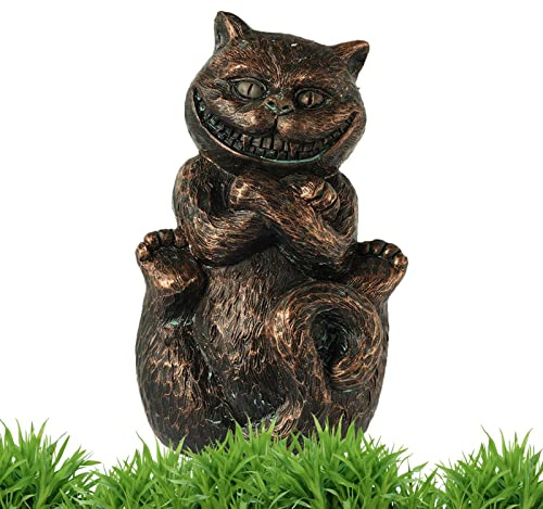 sadfd Wunderland Garten Deko, Harz Dekoration, Skulptur Aus Harz, Alice Figur, Spielset, Verrückter Hut-Macher, Weißes Kaninchen, Grinsekatze Und Raupe, Cheshire-Katze: 22 * 10 cm / 8,6 * 3,9 Zoll