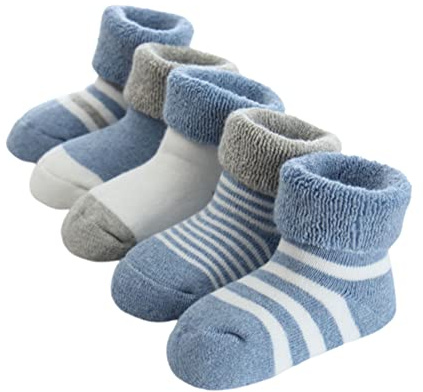 FedMois Baby Thick Winter Socks Cotton Toddler Infant Newborn Cozy Warm Socks Pack of 5, Blue, 12-24 months