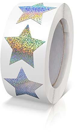 Meitaat Silver stjärnor klistermärken rulle 2,5 cm små självhäftande glänsande etiketter julstjärnor gnistrande klistermärken stjärnklistermärken stjärnor glitter dekoration scrapbooking 500 stycken