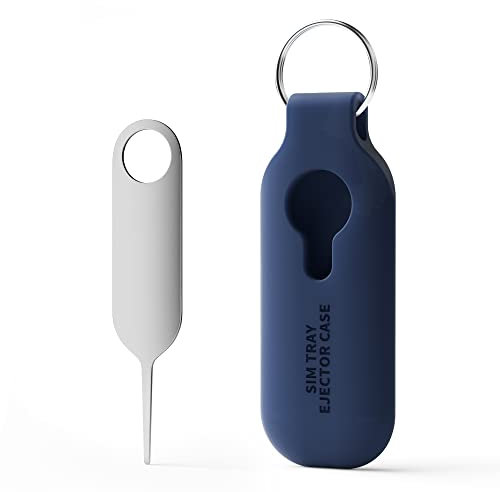 10 Pack SIM Card Tray Eject Pin Removal Tools Needles Opener-SIM Tray Ejector Case Protector with Detachable Keychain Charm,Suitable for All iPhone,Samsung and Other Smart Phones,Navy Blue