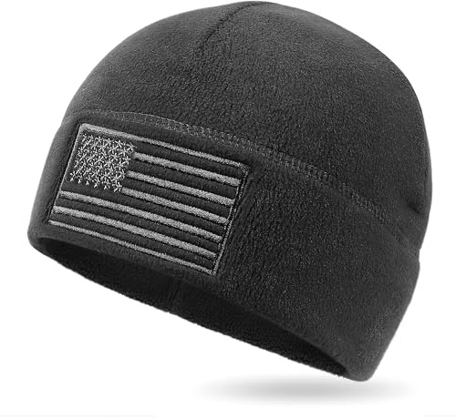 OUTDOOR SHAPING American Flag Fleece Watch Cap, USA Multi-Season Army Military Tactical Beanie, Winter Warm Beanie