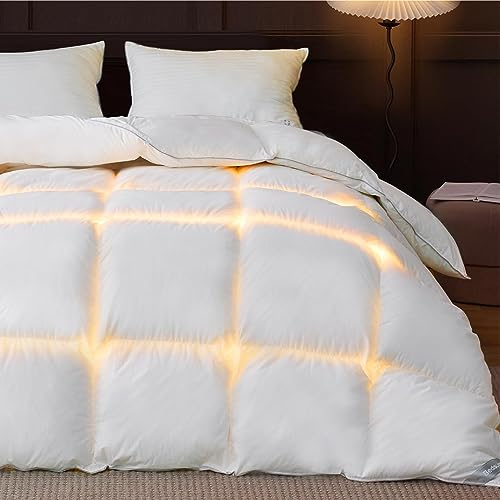 BEDSURE Daunendecke 135x200 Daunen Bettdecke - Warm Winterdecke aus 90% Daunen / 10% Federn 1180 gr. Dick Füllung, Extra Warm Federbettdecke with Öko-Tex Zertifikat, Waschbar Steppdecke Weiß