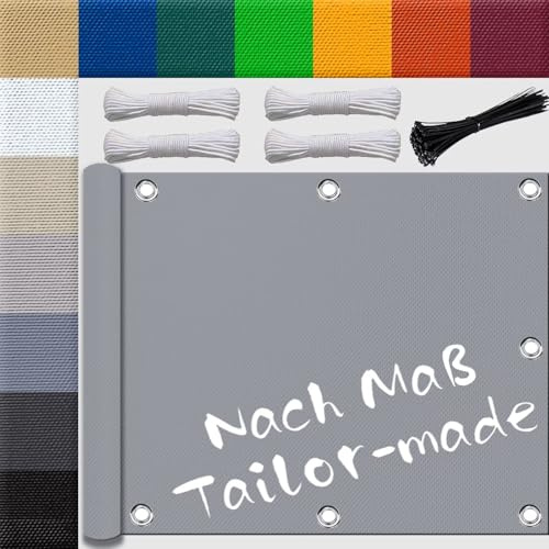 Ufamiluk sonnensegel wasserdicht 3x1.5m Balkon terrasse Windschutz groß klein mini Segeltuch balkonverkleidung für die überdachung Balkon terrasse Schwimmbad Grau