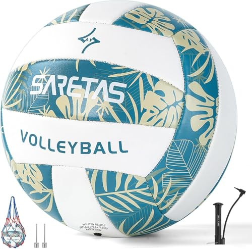 Saretas Volleyball Soft Beach Volleyball - Official Size for School, Indoor, Outdoor and Play Game Gym Workout - Play for Girls, Adults and Family.