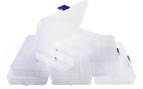 UPUPGO 6 stk Sortierbox 15 Gitter Fächer Nicht Abnehmbar Aufbewahrungsbox Sortierboxen für Kleinteile, Aufhängeloch zur Aufbewahrung, Transparent Plastik Sortierkasten für Perlen Schraub