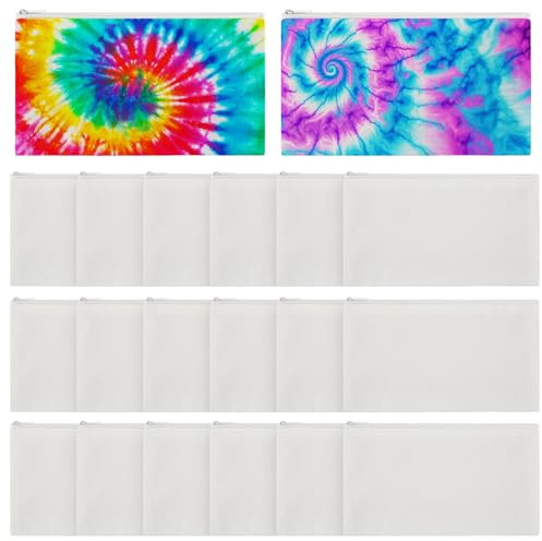 Sanwuta 20 Pcs Cotton Makeup Bags for Tie Dying Items Things to Tie Dye Blank Pure Cotton Pencil Case Cosmetic Bags for Large Groups Dye Party Project(12.5X 7'')