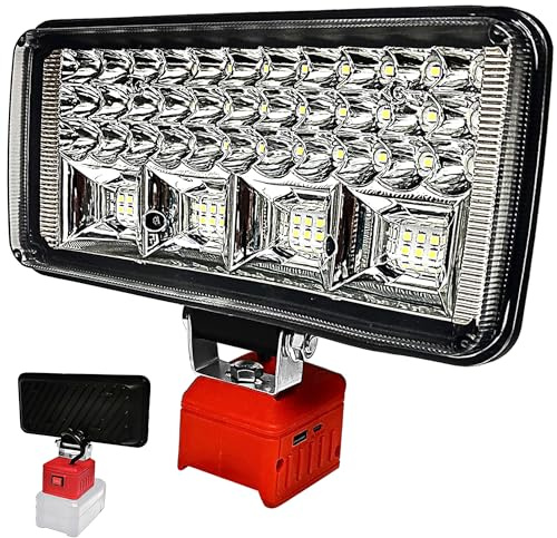 bycpower Akku Lampe für Einhell 18V PXC Power X-Change,90W 6800LM Kabellose Arbeitsleuchte,2 Modi LED Akku Strahler mit 2 USB-Aufladung,Tragbares Flutlicht für Baustelle,Camping,Autoreparaturen
