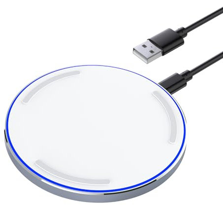 【Aggiornato】Tigratigro Caricatore Wireless 20W, Piastra di Ricarica Rapida Wireless Compatta e Antiscivolo, Stazione di Ricarica per iPhone e Samsung (DH16 - Bianco)