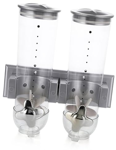 Contenedor de montaje en pared - Dispensador de alimentos secos de cocina, almacenamiento de granos que ahorra espacio | Organizador de pared con compartimentos dobles, espacio de almacenamiento para
