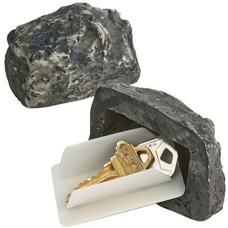 Hide a Key Fake Rock, caja de repuesto para llaves falsas, escondite llaves de piedra exterior con compartimento secreto, para jardín al aire libre