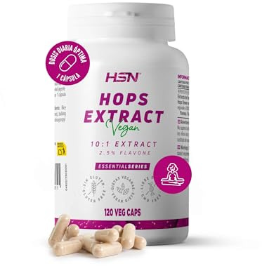 HSN Extracto de Lúpulo 100mg | 120 Cápsulas Vegetales | Extracto de Flor (Humulus lupulus) 10x veces más concentrado (2,5% flavona) | No-GMO, Vegano, Sin Gluten