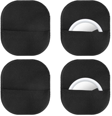 Fukaisu 4pcs Pochettes Autocollantes pour Airtag, Support Autocollant Pochette de Protection Cachée pour Bagages Télécommande TV Ordinateur Portable Sac à Dos Vélo et Accessoires Voyage (Noir)
