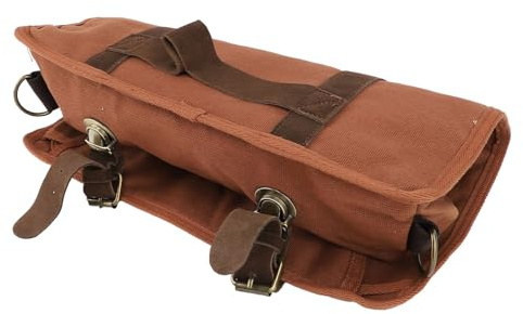 Kikumi Waiter Tool Bag Canvas Leather Bartender Roll Bag Portable Multi-Compartment Storage Tool Supplies for Bar Travel,