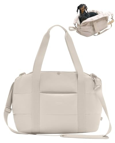 Larkson Borsa per Cani Beige - Frida - Contenitori da Trasporto Pieghevole per Cani e Gatti di Piccola Taglia fino a 10kg - Trasportino da Passeggio - Utilizzabile come Cestino Durante gli Spostamenti