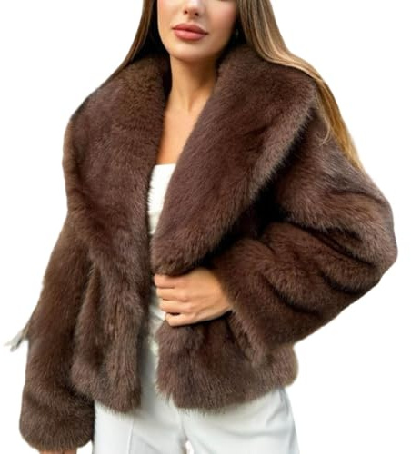 Manteau court en fausse fourrure pour femme - Veste d'hiver élégante - Vêtement d'extérieur chaud - Veste de transition tendance - Design élégant