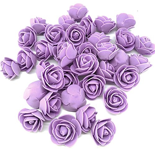 J-Rijzen Artificial Flowers 100PCS 3cm Mini Fake Roses for DIY Wedding Bouquets Centerpieces Party Baby Shower Home Decorations (Lavender)