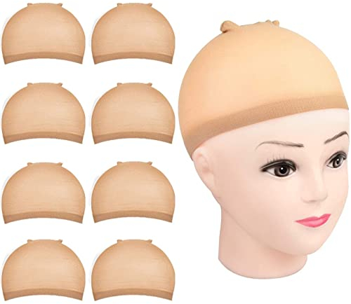 Wig Cap, MORGLES 8pcs Nude Stocking Cap to Hold Wig in Place, Stretchy & Breathable