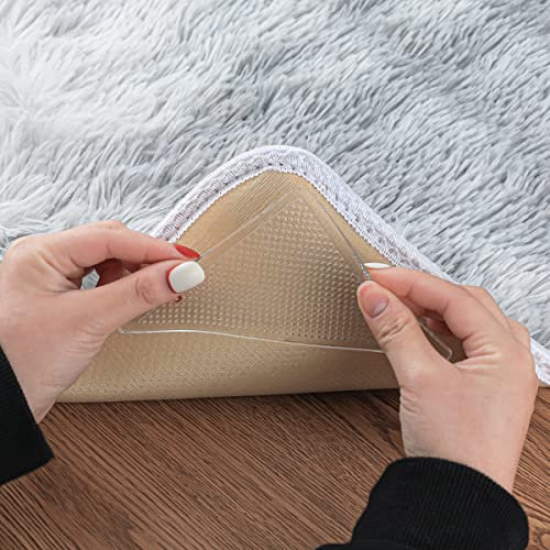 Anti Slip Rug Tape Pad, 8 Pcs Triangle Non Slip Rug Pads, Do not harm the floor rug and Carpet, Make Corner Flat & Keep Rug in The Place, Reusable and Washable Rug Pad for Rugs and Carpet(Clear)