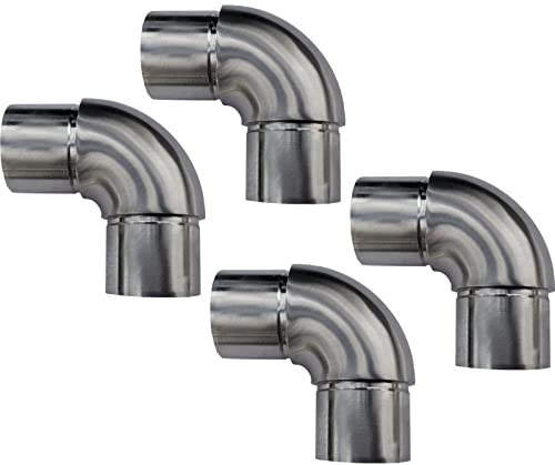 4 x Handlauf Rohrbogen 90° für Rohrdurchmesser 33,7 mm Edelstahl Rundbogen Geländer Steckfitting Eckstück Rohrverbinder von SO-TOOLS®