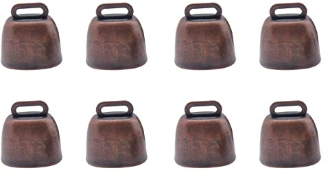 8 Stück Kuh Pferd Schaf Weide Kupferglocken, kleine Metall-Messingglocken, lautes klingeln, Kuhglocken-Geräuschmacher, hängende Glocke für Tier, Weihnachten, Hochzeitsdekoration (Rotbronze)