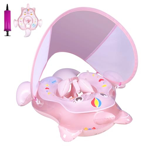 Schwimmring Baby, Aufblasbarer Baby-Schwimmkörper mit Sicherheitssitz, Lustiges Wasserspielzeug für 12 24 36 Monate Babys, Einhorn-Schwimmring(L)