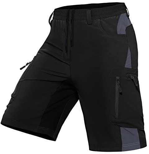Cycorld Kurze-Hosen-Herren-Shorts, Wanderhose Herren Kurz Leicht Cargo Bermuda Cargo Chino Shorts Schnelltrocknend MTB-Hose Laufhose Sporthose Arbeitshosen Männer Kurz Sommerhose(Schwarz,L)