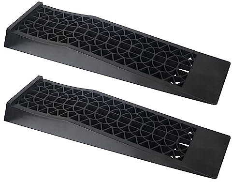 DAYUAN 2 Stück Kunststoff Auffahrrampe Schwerlast Rampe bis 5 Tonnen, Hebebühne KFZ Rampe mit Überfahrschutz