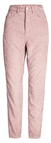 Pantalon droit taille haute en velours côtelé pour petite amie Rose printemps, rose, XS