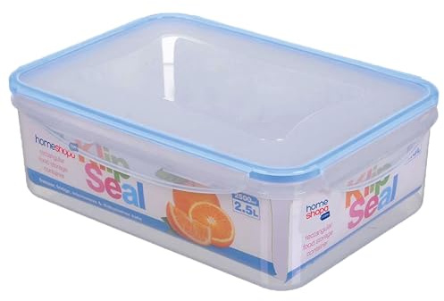 HOMESHOPA Plastic Airtight Food Storage Container, Leakproof Rectangle Container with Clip-Lock Lid, BPA Free Reusable Meal Prep Lunch Box Microwave Freezer & Dishwasher Safe (1 Pack, 2.5 Litre)