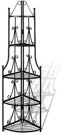 Générique Support de plantesÉtagère à Fleurs pour escaliers, étagère sur Pied, étagère d'angle, étagère à Plantes Noire, étagère à Fleurs d'intérieur et d'extérieur