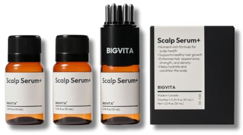 BIGVITA Scalp Serum + | Scalp Massager Applicator for Thicker, Fuller Hair | Hair Growth, Dry Scalp Relief | Biotin, AnaGain™, Centella & Natural Leaf Extracts | Soothes Itchy, Flaky Scalp