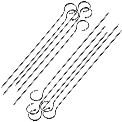 PARENCE - Brochettes en Acier Inoxydable - 31cm, Lot de 10 pour Cuisine et Grill, barbecue, cheminée réception, jardin, Gris