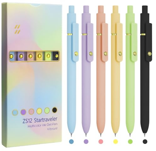 UIXJODO Farbige Gelstifte, 6er-Pack, bunte Stifte mit feiner Spitze, glattes Schreiben, 0,5 mm, farbige Tinte, Gelstift für Tagebuch, Notizen, Planer, Schulbedarf, Geschenke für Krankenschwestern