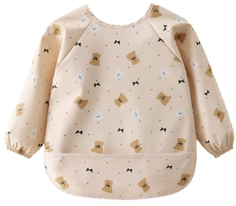 Lätzchen Mit Ärmeln,Lätzchen Baby mit Ärmeln Wasserdichtes Baby Lätzchen Mit Ärmel Maschinenwaschbar 100% Weich PU-Material Ärmellätzchen Baby, Entwöhnungslätzchen Ärmeln für Babys 6-30 Monate