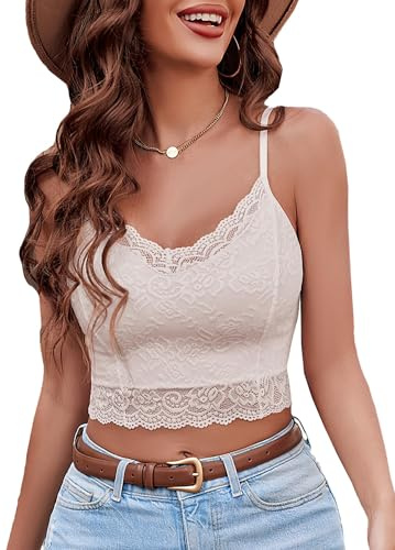 Avidlove Women's Lace Tank Top Sleeveless Vests Camisole Bralette Beige L