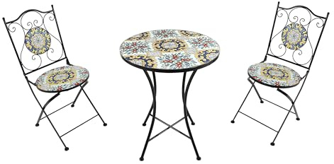 AXI Amélie Table Et Chaise Bistrot, 2 Chaises 1 Table, Ensemble Bistro Extérieur Autentique | Salon De Jardin Bistrot, Table Bistrot Mosaique pour Jardin/Balcon/Terrasse