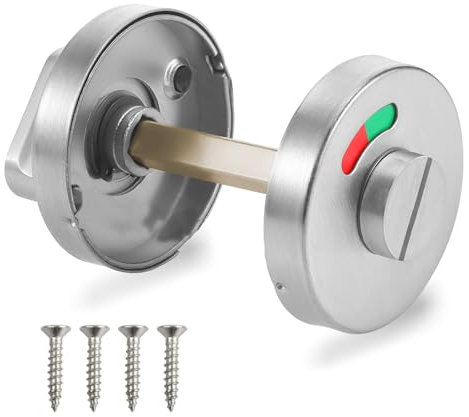 Ensemble de Rosaces en Acier Inoxydable, Bouton Rotatif de Serrure de Toilette 1 Pièce, Serrure de Porte à Pêne Rotatif, Serrure de Salle de Bain pour Portes de Toilettes avec Indicateur D'occupation