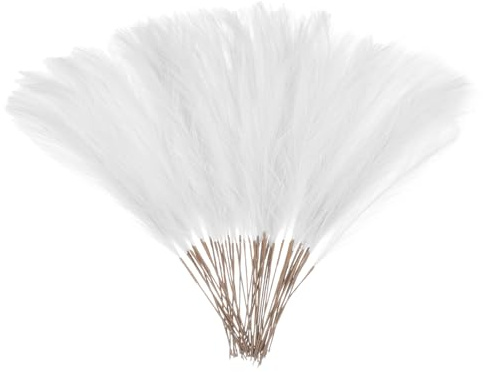 Kvartsman 50 stycken konst pampasgräs 52 cm (20,5 tum) konstgjord torr pampasgräs, dekor med stam för golvvas, fyllning bröllopsdekoration, vardagsrumsdekoration, vit