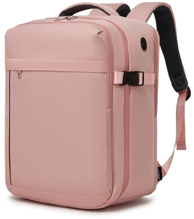 KONO Ryanair Ryggsäck 40x30x20 Wizzair Reseryggsäck Handbagage 24L för Kabinbagage Under Sätet Reseryggsäck Handbagage för Arbete Skola Helg,Rosa